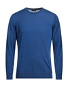Drumohr Man Sweater Bright Blue Size 40 Silk In Blue