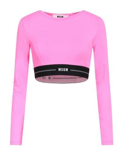 Msgm Woman Top Fuchsia Size L Polyamide, Elastane In Pink