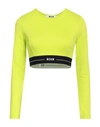 Msgm Long Sleeve Crop Top In Green