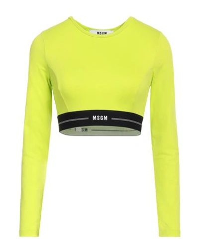 Msgm Woman Top Acid Green Size Xl Polyamide, Elastane