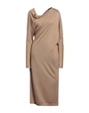 Tom Ford Woman Midi Dress Camel Size M Cashmere, Silk In Beige