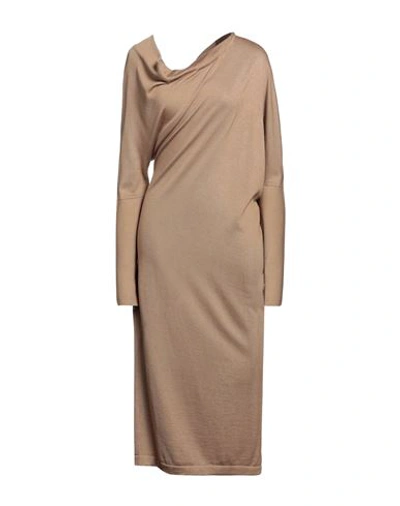 Tom Ford Woman Midi Dress Camel Size M Cashmere, Silk In Beige