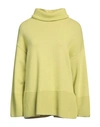 Icona By Kaos Woman Turtleneck Lime Green Size L Viscose, Polyamide, Wool, Cashmere In Green