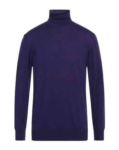 Grey Daniele Alessandrini Man Turtleneck Dark Purple Size 42 Wool, Acrylic