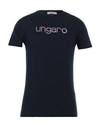 Ungaro Man T-shirt Midnight Blue Size M Cotton, Elastane