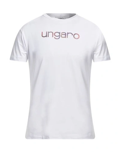 Ungaro Man T-shirt White Size S Cotton, Elastane