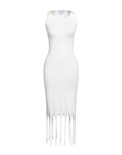 Liya Woman Midi Dress White Size 8 Cotton, Elastane