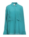 Semicouture Woman Shirt Turquoise Size 8 Acetate, Silk In Blue