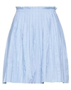 Dx Collection Woman Mini Skirt Sky Blue Size M Viscose, Polyamide In Blue