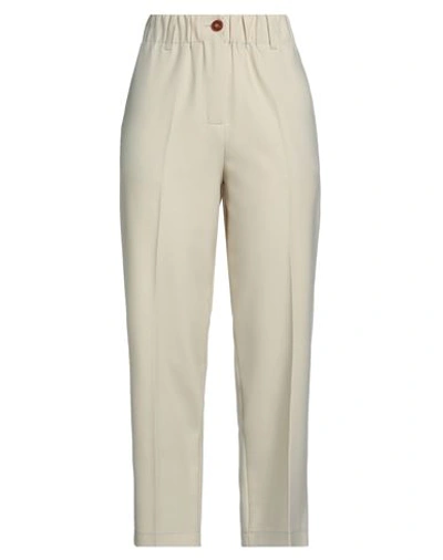 Alysi Woman Pants Beige Size 4 Polyester, Virgin Wool, Elastane