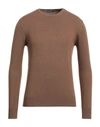 Florence Cashmere Man Sweater Brown Size 38 Wool, Cashmere, Elastane In Brown