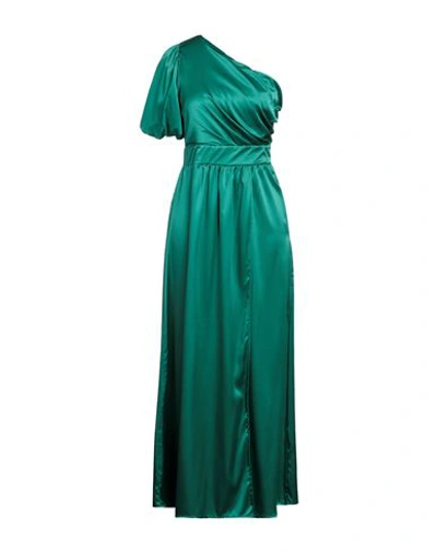 Vanessa Scott Woman Midi Dress Emerald Green Size L Polyester