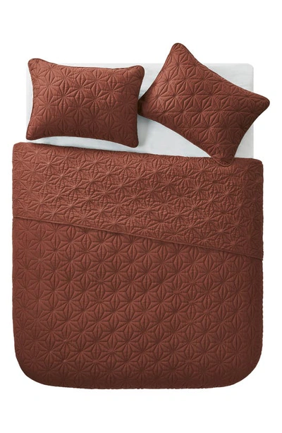 Vcny Home Kaleidoscope Embossed Geometric Quilt 3-piece Set In Orange