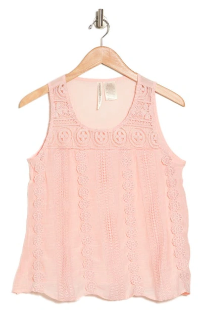 Forgotten Grace Embroidered Knit Tank Blouse In Peach
