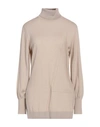 Armani Exchange Woman Turtleneck Beige Size L Virgin Wool, Elastane, Polyamide, Wool In Beige