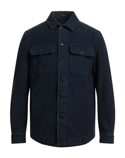 Drumohr Man Shirt Navy Blue Size 44 Cotton