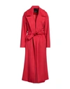 YES LONDON YES LONDON WOMAN COAT RED SIZE 8 POLYESTER, VISCOSE