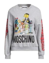 Moschino Woman Sweatshirt Light Grey Size 8 Cotton