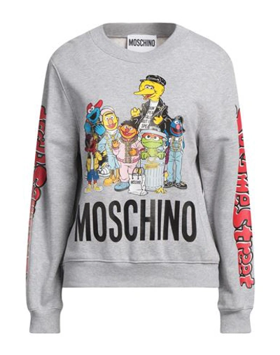 Moschino Woman Sweatshirt Light Grey Size 8 Cotton