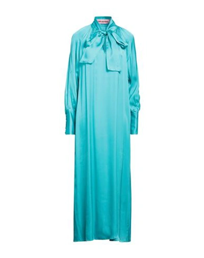 Pink Memories Woman Long Dress Turquoise Size 8 Viscose In Blue