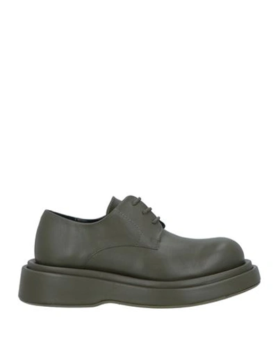 Paloma Barceló Woman Lace-up Shoes Military Green Size 10 Soft Leather