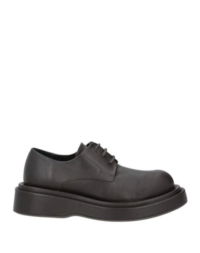 Paloma Barceló Woman Lace-up Shoes Dark Brown Size 9.5 Soft Leather