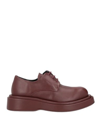 Paloma Barceló Woman Lace-up Shoes Burgundy Size 6 Soft Leather In Red