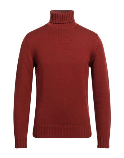 Filippo De Laurentiis Man Turtleneck Brick Red Size 38 Merino Wool In Red
