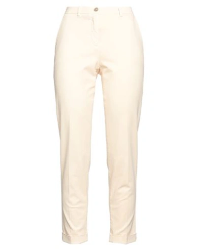 19.70 Nineteen Seventy Woman Pants Cream Size 12 Cotton, Elastane In White
