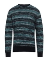 Drumohr Man Sweater Turquoise Size 44 Lambswool In Blue