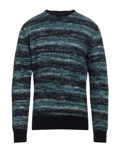 Drumohr Man Sweater Turquoise Size 44 Lambswool In Blue