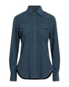 Xacus Woman Shirt Slate Blue Size 8 Cotton