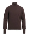 Drumohr Man Turtleneck Dark Brown Size 44 Regenerated Cashmere, Recycled Wool
