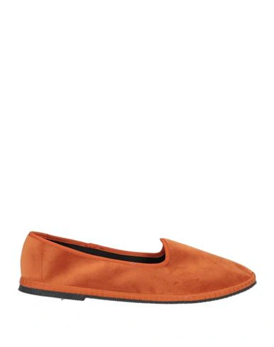 Manu Mari Woman Loafers Orange Size 6 Textile Fibers