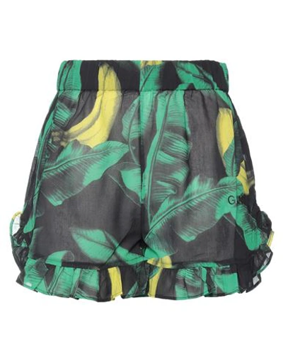 Ganni Woman Shorts & Bermuda Shorts Green Size 6 Organic Cotton