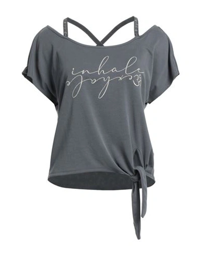 Ea7 Woman T-shirt Lead Size M Modal, Polyester In Grey