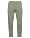 Exibit Man Pants Military Green Size 38 Cotton, Elastane In Sage Green