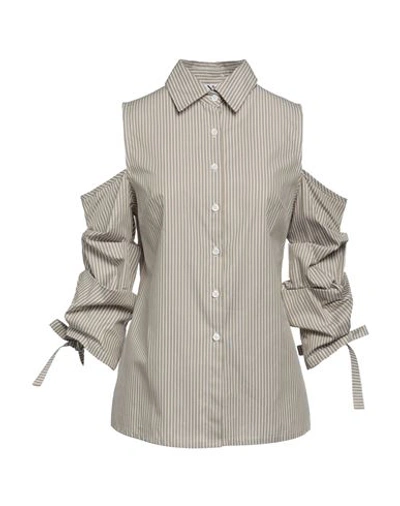 X's Milano Woman Shirt Khaki Size 6 Cotton, Elastane In Beige