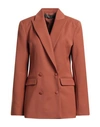 Federica Tosi Woman Blazer Tan Size 4 Polyester, Virgin Wool, Elastane In Brown