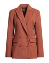 Federica Tosi Woman Blazer Tan Size 2 Polyester, Virgin Wool, Elastane In Brown