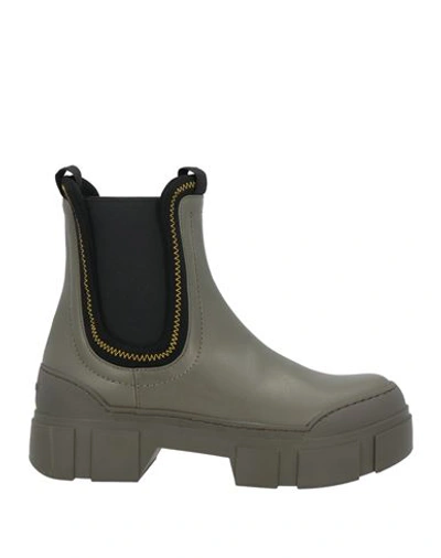 Vic Matie Vic Matiē Woman Ankle Boots Military Green Size 7 Soft Leather, Textile Fibers