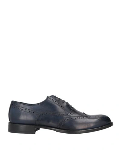 Pollini Man Lace-up Shoes Midnight Blue Size 13 Calfskin, Leather