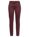 J-CUBE J-CUBE WOMAN PANTS BURGUNDY SIZE 27 COTTON, ELASTANE