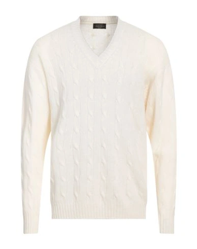 Roberto Collina Man Sweater Cream Size 46 Merino Wool, Cashmere In White