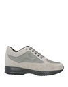 Hogan Man Sneakers Light Grey Size 7.5 Soft Leather, Textile Fibers