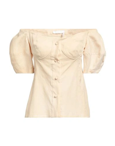 Chloé Woman Shirt Beige Size 4 Linen