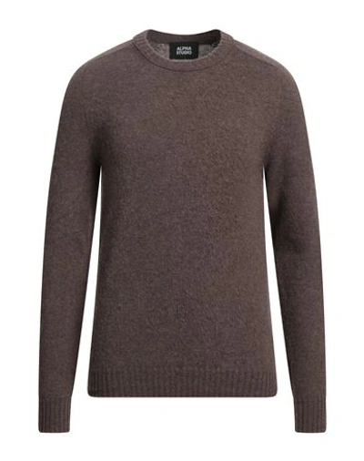Alpha Studio Man Sweater Dark Brown Size 48 Wool