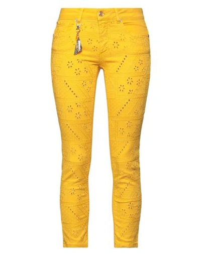 Marani Jeans Woman Jeans Ocher Size 8 Cotton, Lyocell, Elastane In Yellow