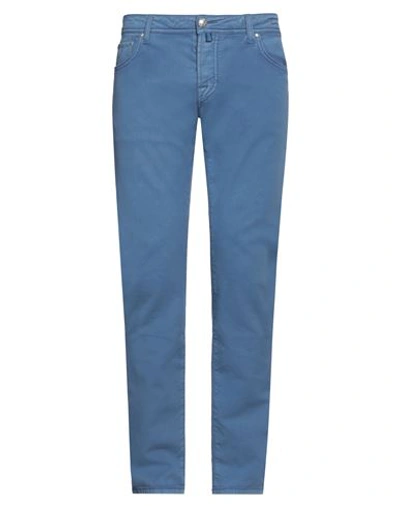 Jacob Cohёn Man Pants Pastel Blue Size 40 Cotton, Elastane In Blue