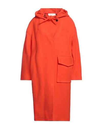 Tela Woman Coat Orange Size 6 Virgin Wool, Polyamide